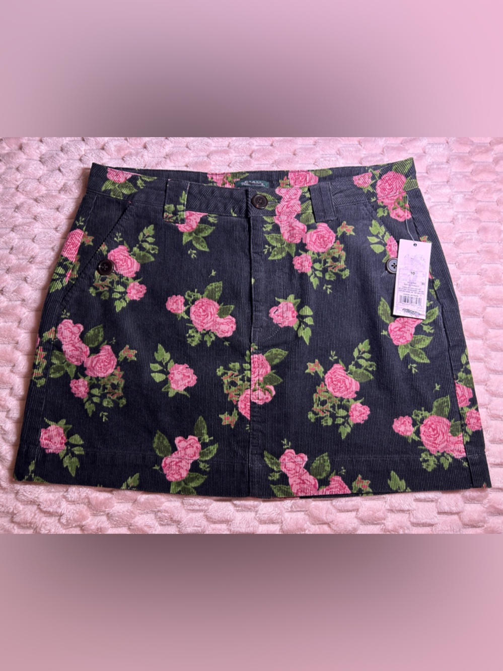 NWT Wild Fable Floral Print Skirt - Pink Roses on Black